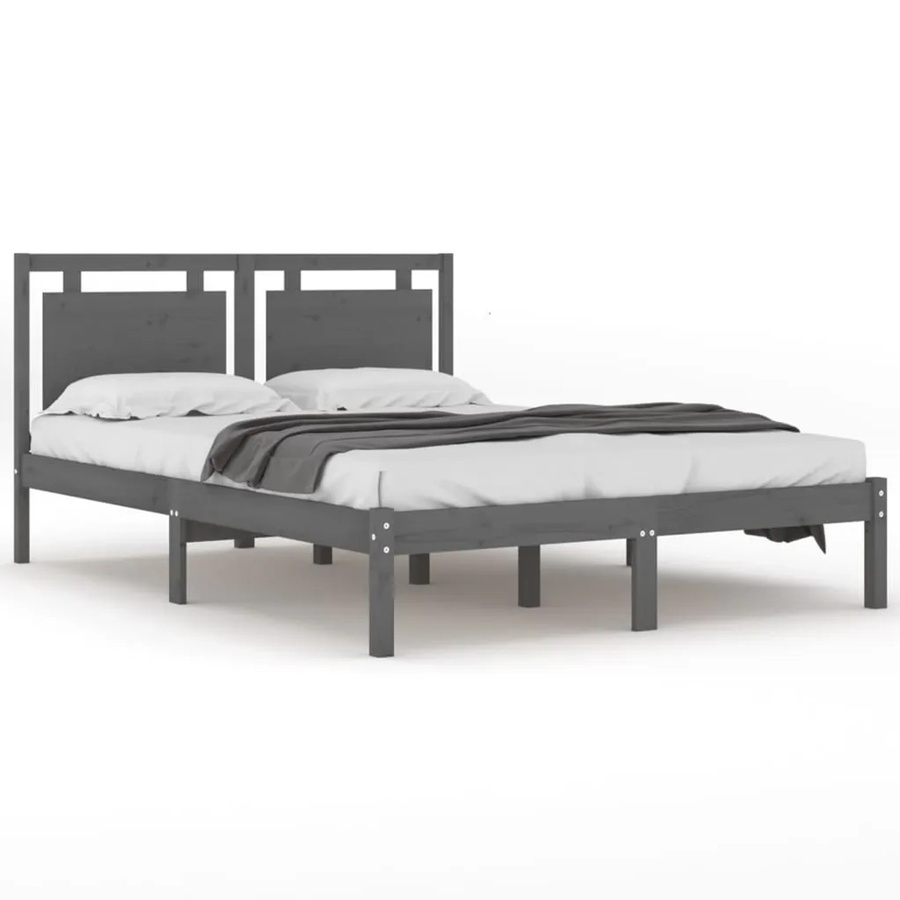 vidaXL Massivholzbett aus Kiefer in Grau im rustikalen Design B/T: 200 x 200 cm - Bild 2