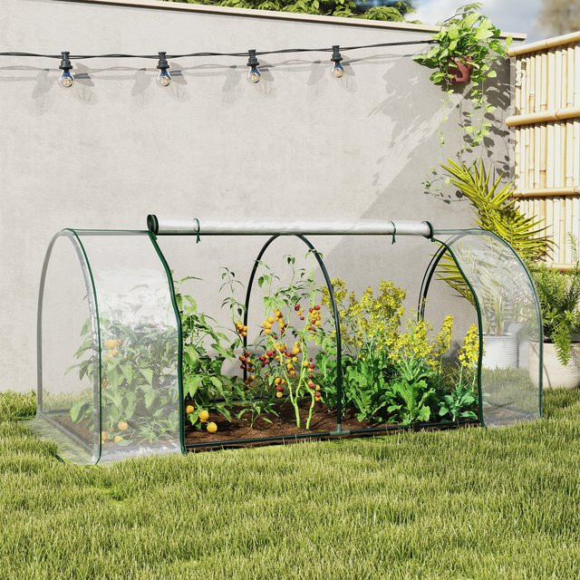 LOCAL Tunnel-Gewächshaus für den Garten mit Stahlrahmen und transparenter PVC-Abdeckung, B/T/H: 200 x 100 x 80 cm - Bild 1
