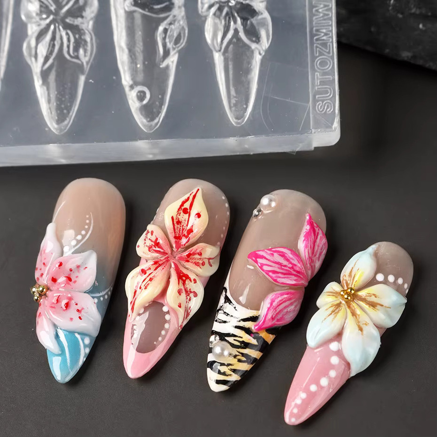 Lilien-Hibiskus-Blüten-Silikonform für Nagelkunst - Bild 2