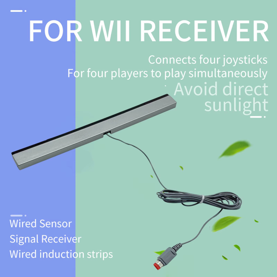 Nintendo Bewegungssensorleiste für Wii und Wii U, kabelgebundener IR-Signalstrahlleiste Ersatz, Schwarz - Bild 2