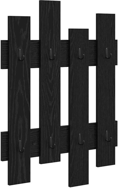 vidaXL Wandmontierter Nachttisch in Schwarz und Eichen-Optik, Modernes Design mit Haken, Breite: 60 cm, Tiefe: 3 cm, Höhe: 82 cm - Bild 1