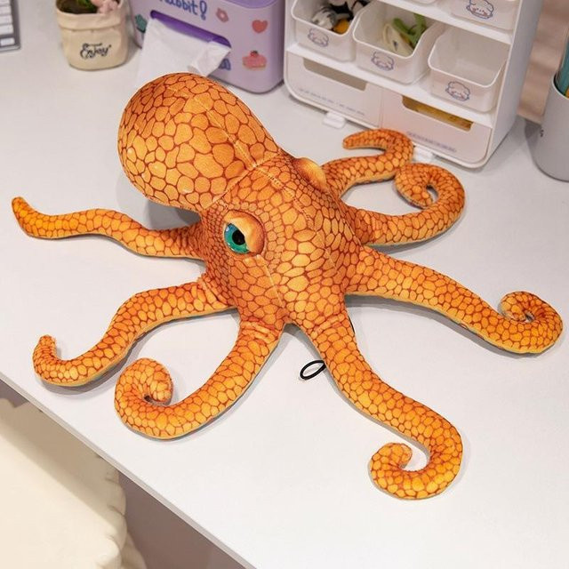Tintenfisch Puppe Plüschtier, Meerestier, Bunt / Mehrfarbig, Orange - Bild 1