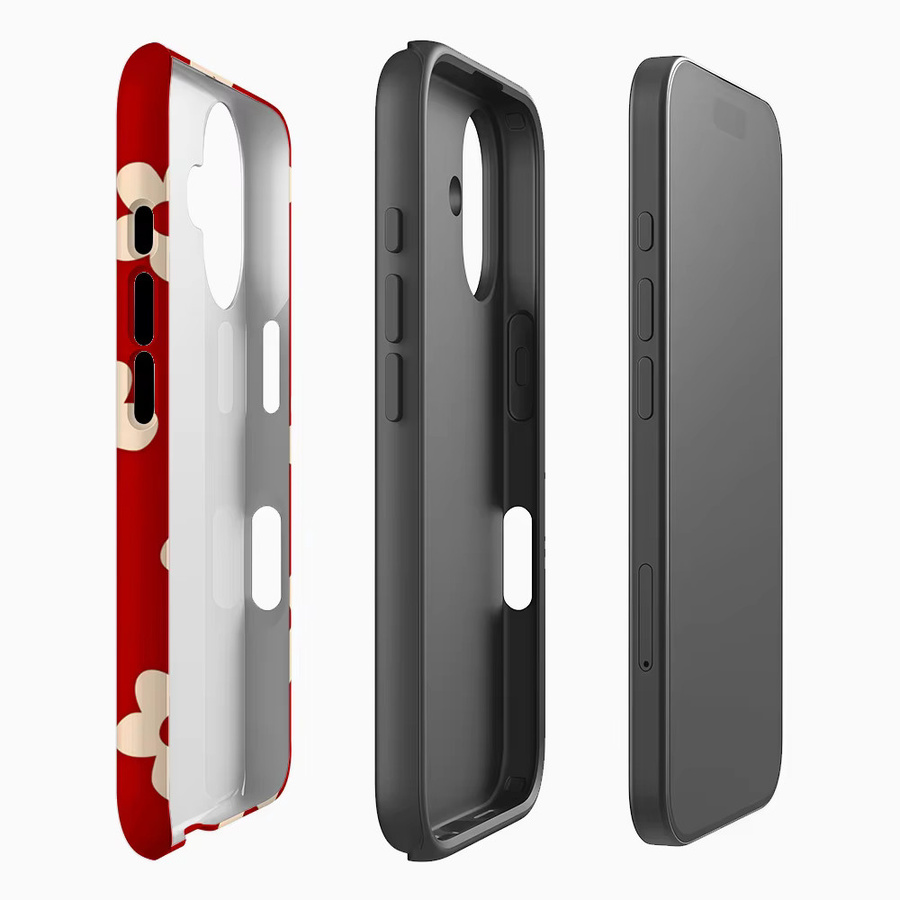 Robuste Handyhülle mit rotem Gänseblümchen-Design für iPhone 17 16 15 14 13 Pro Max Plus von Potdemiel mit Magnetfunktion und Doppel-Schicht-Schutz - Bild 1