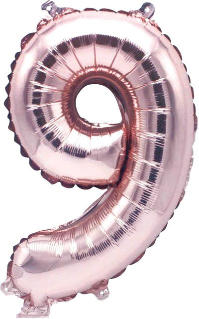 Rico Design Folienballon Zahl 9 in Rosa, Höhe: 36 cm - Bild 1