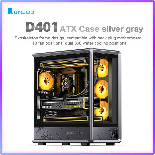Jonsbo D401 ATX-Computergehäuse mit Panoramic Sea View für M-ATX und MINI-ITX Esports Gaming-Gehäuse mit Unterstützung für Dual 360-Wasserkühler - Bild 1