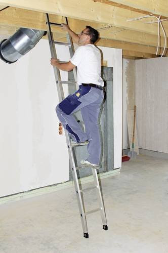 MUNK Aluminium Anlegeleiter mit 7 Sprossen in Silber, Arbeitshöhe: 3,3 m - Bild 1