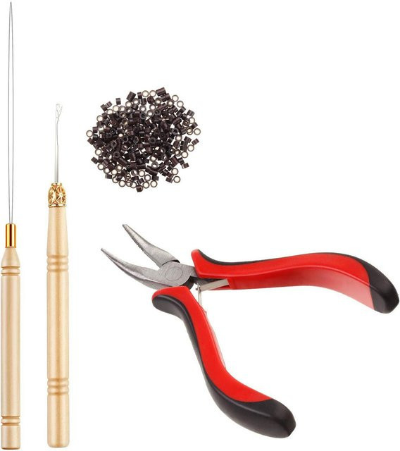 Koogeelife Perückenzange Set, 200 Stück Perlen, Grau, Unisex - Bild 1