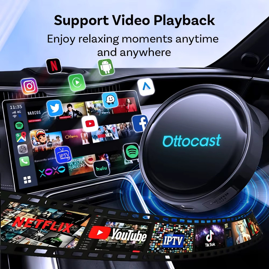 OTTOCAST P3 PRO Ai Box Android 13 TV-Box mit kabellosem CarPlay und Android Auto, schwarzer Adapter mit KI-Sprachassistent für YouTube, Netflix und TikTok via Wi-Fi und Bluetooth - Bild 2
