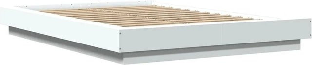 vidaXL Bettgestell aus Holzwerkstoff mit LED-Unterbettbeleuchtung und USB-Ladeport in Weiß, B/T/H: 120 x 200 x 140 cm - Bild 1