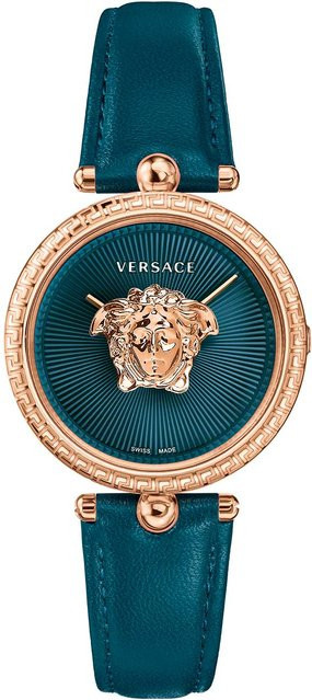 Versace Damenuhr Palazzo, Quarz, Edelstahl, 34 mm, Leder, Grün, 5 ATM - Bild 1