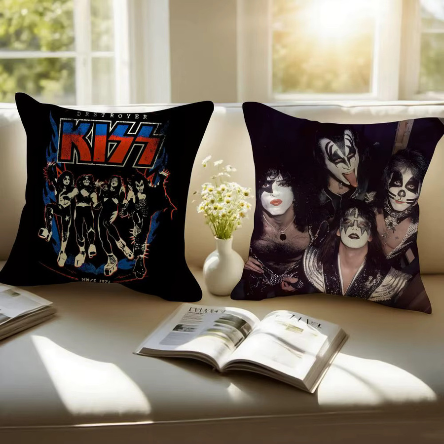 K-Kiss BAND POP Kissenbezug aus weichem Plüsch mit doppelseitigem Grafikdruck, quadratisch, Breite: 30 cm, Höhe: 30 cm - Bild 3