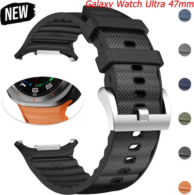 CAOWTAN Uhrenarmband Silikon, Schwarz, Samsung Galaxy Watch Ultra 2025, 47 mm, Unisex - Bild 1