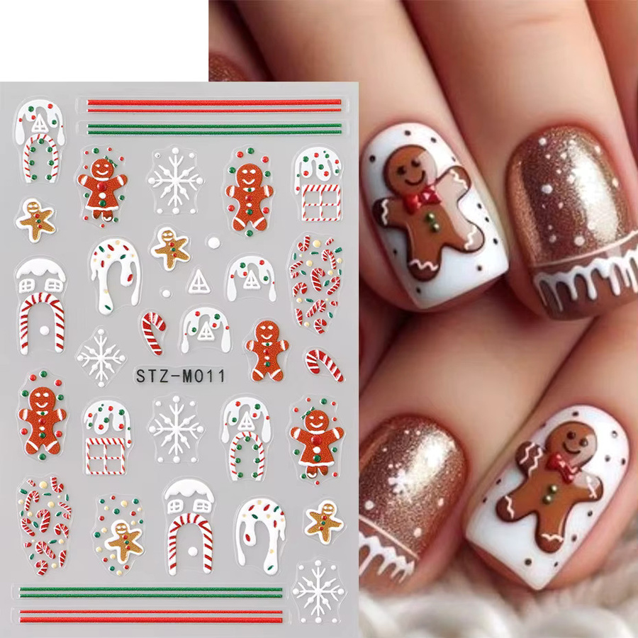 Full Beauty Nail Art Aufkleber, 2 Stück, Lebkuchenmann und Schneeflocke - Bild 2