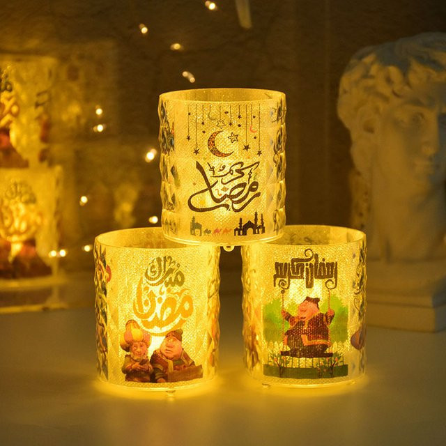 ZQNYCY Eid Mubarak LED Kerze Gold – Orientalisches Ramadan Ornament als Tischdeko und Nachtlicht für Muslimische Feiern - Bild 1