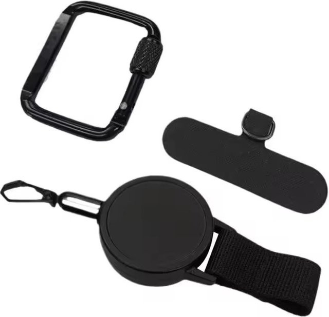 Einziehbarer diebstahlsicherer Handyhalter mit Gürtelclip und Smartphone-Lanyard in Schwarz - Bild 1