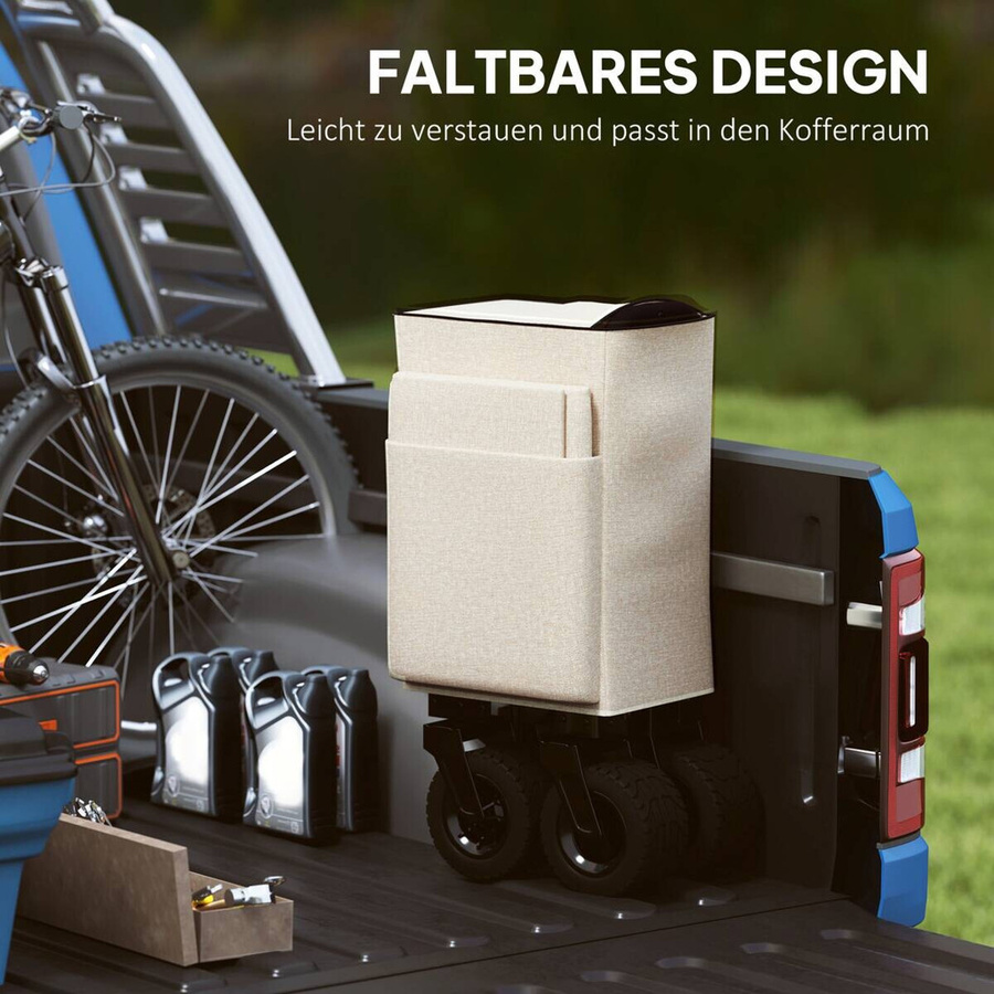 Outsunny Gartenwagen aus Polyester und Stahl in Beige B/H/L: 48 x 92 x 90 cm - Bild 5