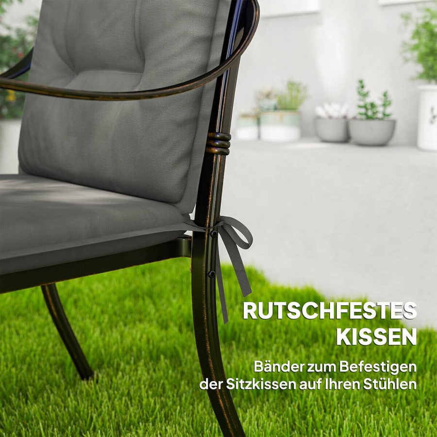 Outsunny Sitzkissen 4er Set hellgrau aus Polyester, wasserabweisend und UV-beständig, B/H/L: 50 x 5 x 108 cm - Bild 3