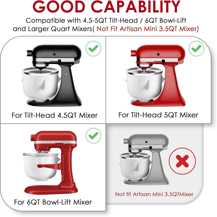 KitchenAid Eismaschinen-Aufsatz für Standmixer, kompatibel mit 4,5/5QT- und 6QT-Modellen, inklusive 2-Liter-Schüssel zur Herstellung von Eis und Joghurt - Bild 4