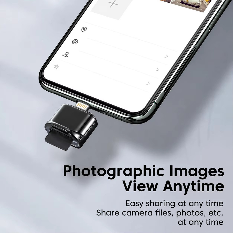 Lightning-zu-TF-Kartenleser für iPhone und PC, Hochgeschwindigkeits-Speicherlesegerät mit OTG-Unterstützung, Schwarz - Bild 3