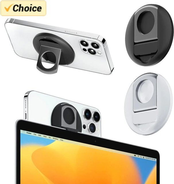 Magnetischer Handy Halter für MacBook und MagSafe kompatible iPhone 12 13 14 Serie in Schwarz - Bild 1