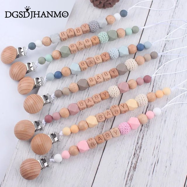 Personalisierte Baby Schnuller Clips mit Gravur von DGSDJHANMO in Gelb und Multicolour - Bild 1