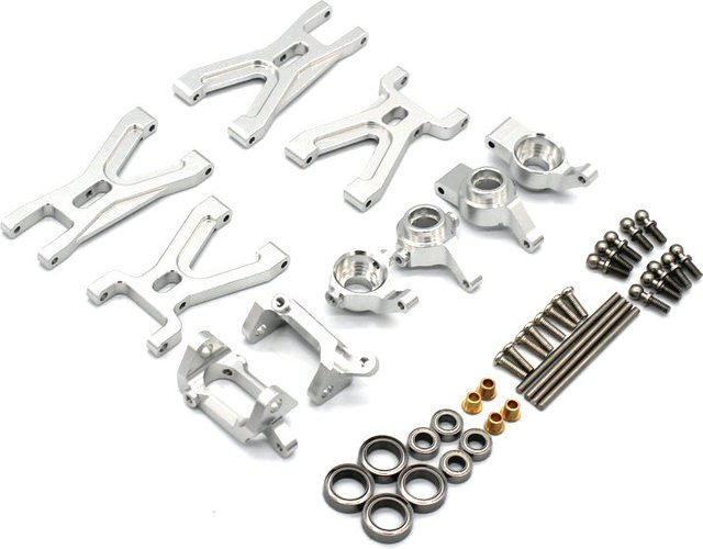 Wltoys 184008 RC Ferngesteuertes Auto Metall-Upgrade-Teile Schwingarm Lenkungsgelenk C-Sitz Set 1/18 silver - Bild 1
