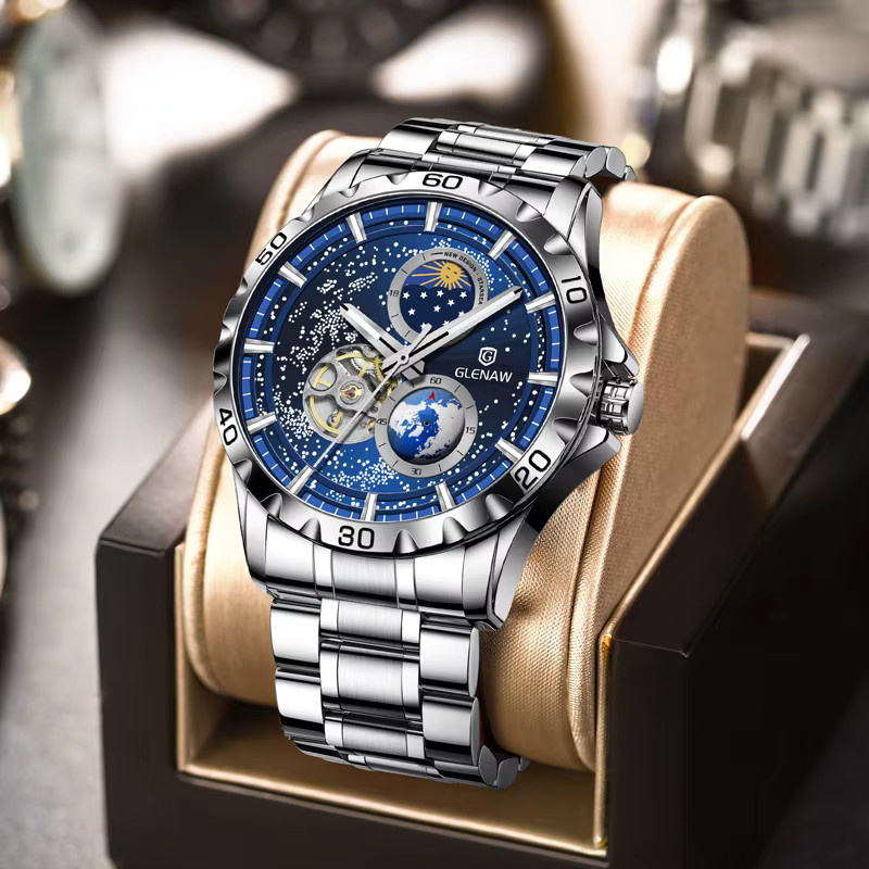 GLENAW Armbanduhr, Automatik, Edelstahl, Blau, Herren - Bild 5