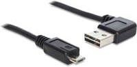 Delock USB 2.0 Kabel mit USB-A Stecker und 90 Grad Micro-USB Stecker in Schwarz - Bild 1