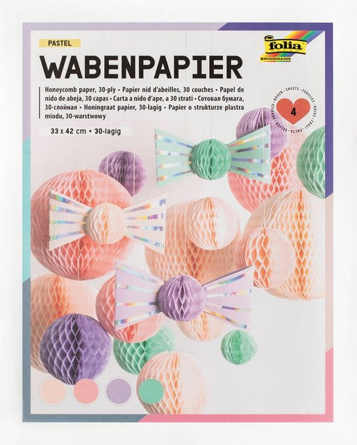 30-lagiges Wabenpapier in Multicolor-Pastelltönen aus FSC-zertifiziertem Material - Bild 1