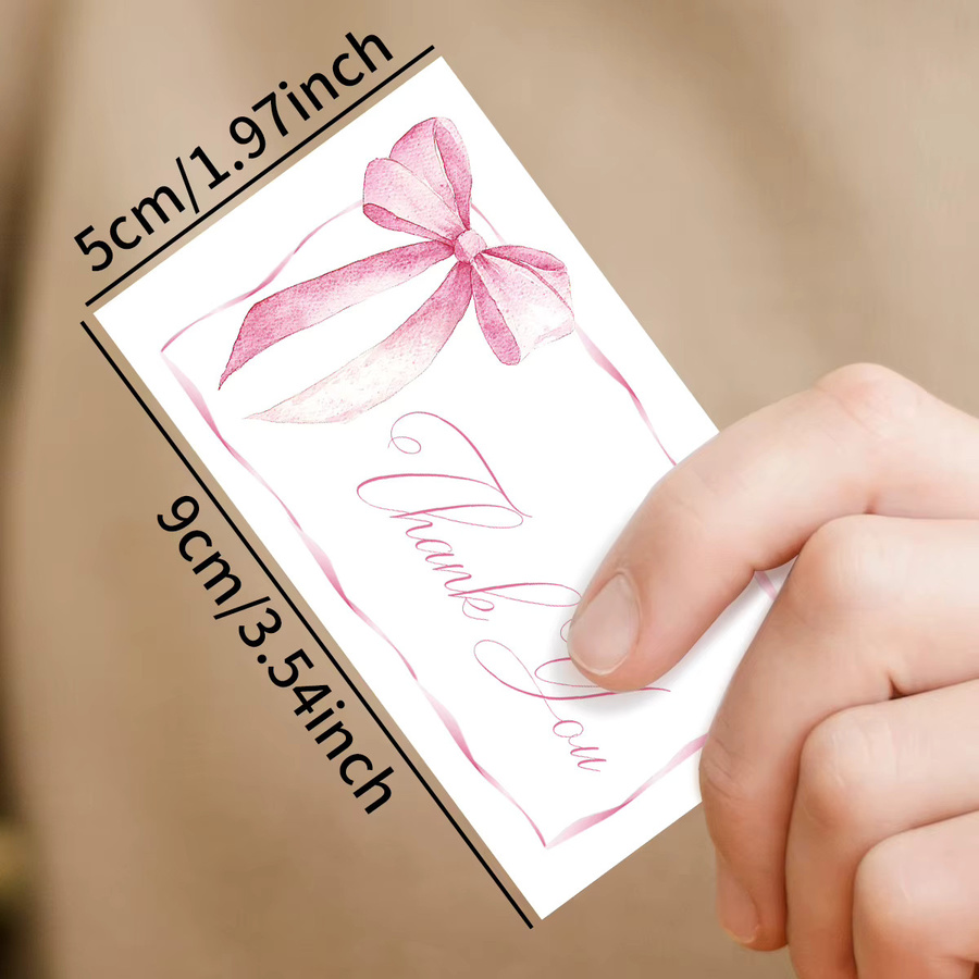 50 Stück Dankeskarten mit rosa Band-Design in Pink und Weiß für Hochzeit, Geburtstag oder Babyparty - Bild 4