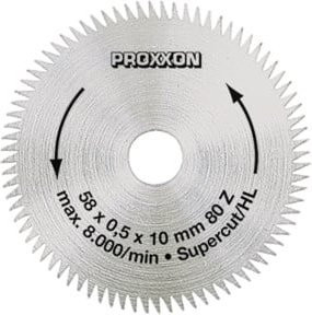 Proxxon Kreissägeblatt Super-Cut für Holz und Kunststoff, Silber, Durchmesser: 58 mm, 80 Zähne - Bild 1