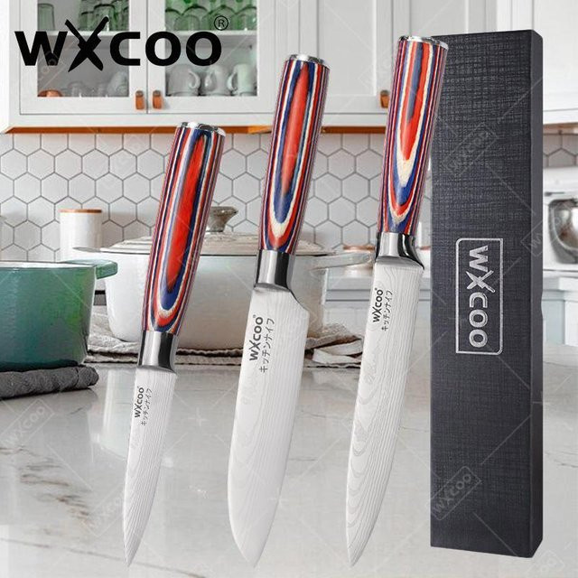 WXCOO Damaskus Santoku Allzweckmesser mit Holzgriff in Multicolour inklusive Geschenkbox - Bild 1