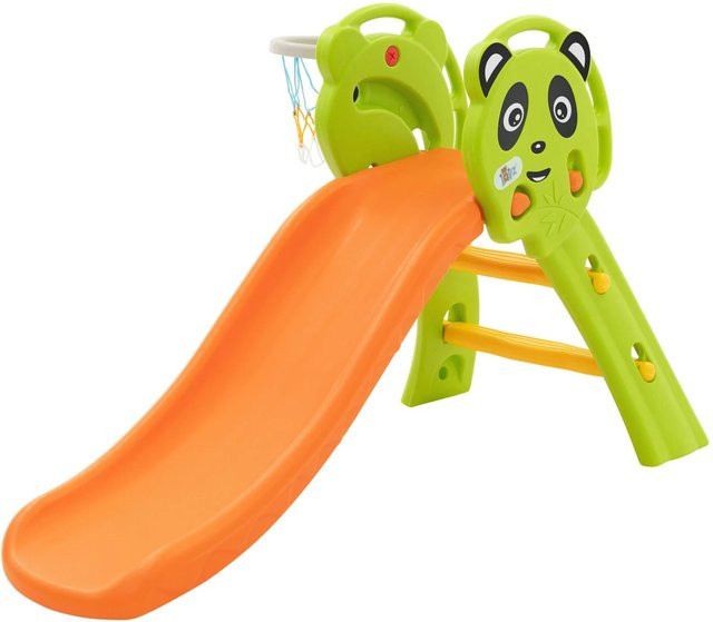 Joyz Kinderrutsche 2in1 mit Basketballkorb, Grün-Orange, ab 3 Jahre - Bild 1