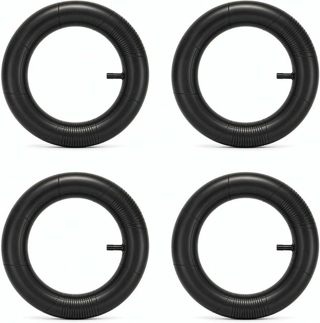 Wiltec 4er Set Standard Schlauch Reifen 4.00-8 Schwarz für Schubkarren und Sackkarren mit 160kg Tragkraft - Bild 1