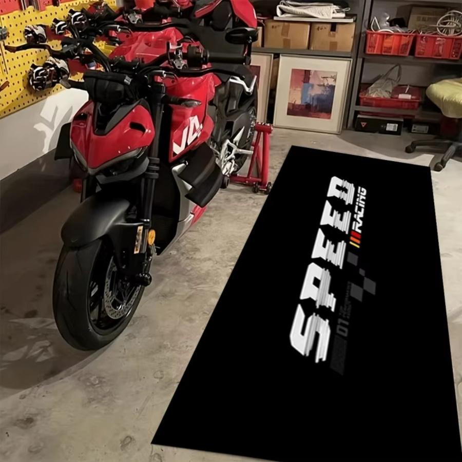 VIKAMA SPEED Racing Motorradmatte, rutschfeste und ölabsorbierende Garagenbodenmatte in Schwarz - Bild 2