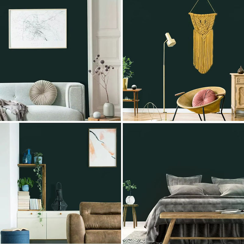 KALYNN Selbstklebende Vinyl Tapete in Schwarzgrün, Wasserdichte matte Wandgestaltung und Kontaktpapier für Wohnzimmer und Möbel - Bild 4