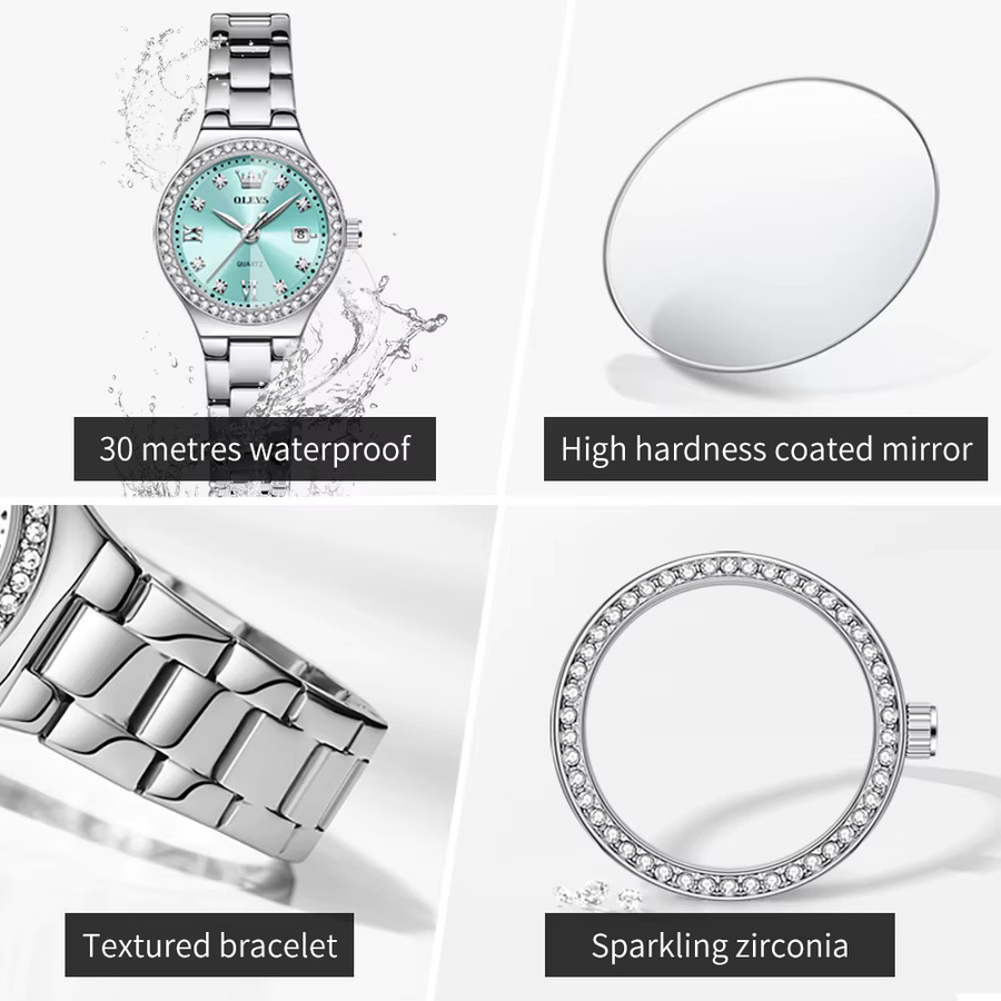 OLEVS Armbanduhr, Edelstahl, Diamant, Damen, Lila - Bild 2