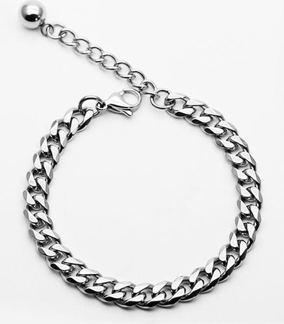 Edelstahlarmband, Silber, Herren, 5mm, 18cm+5cm - Bild 1