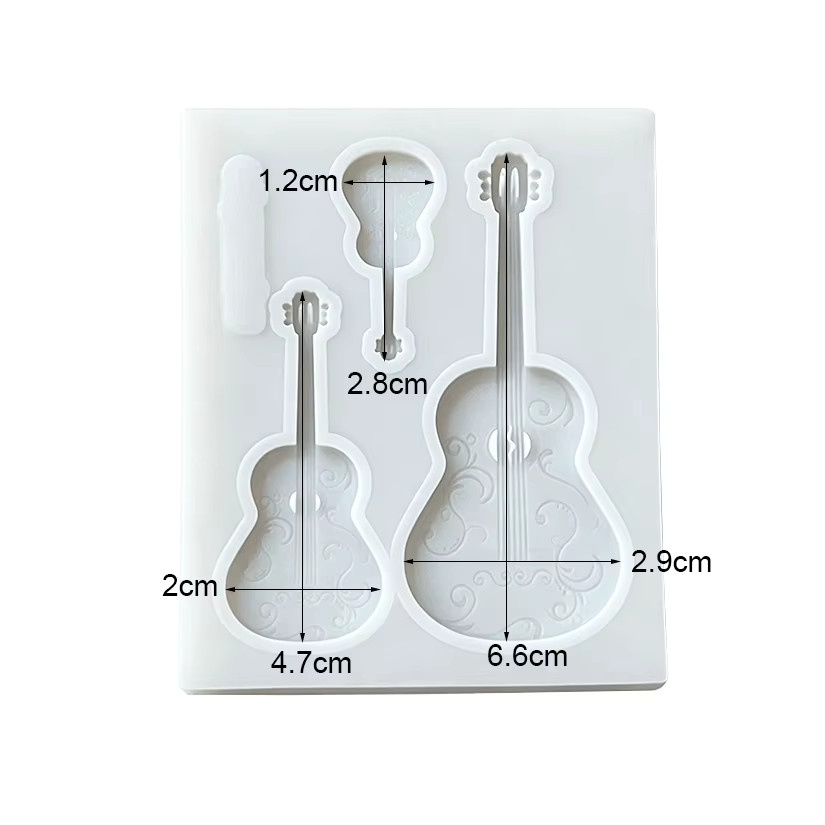 HANDLIFE Silikonform Gitarre für Zuckerguss, Fondant und Cupcakes in Grau und Weiß - Bild 3