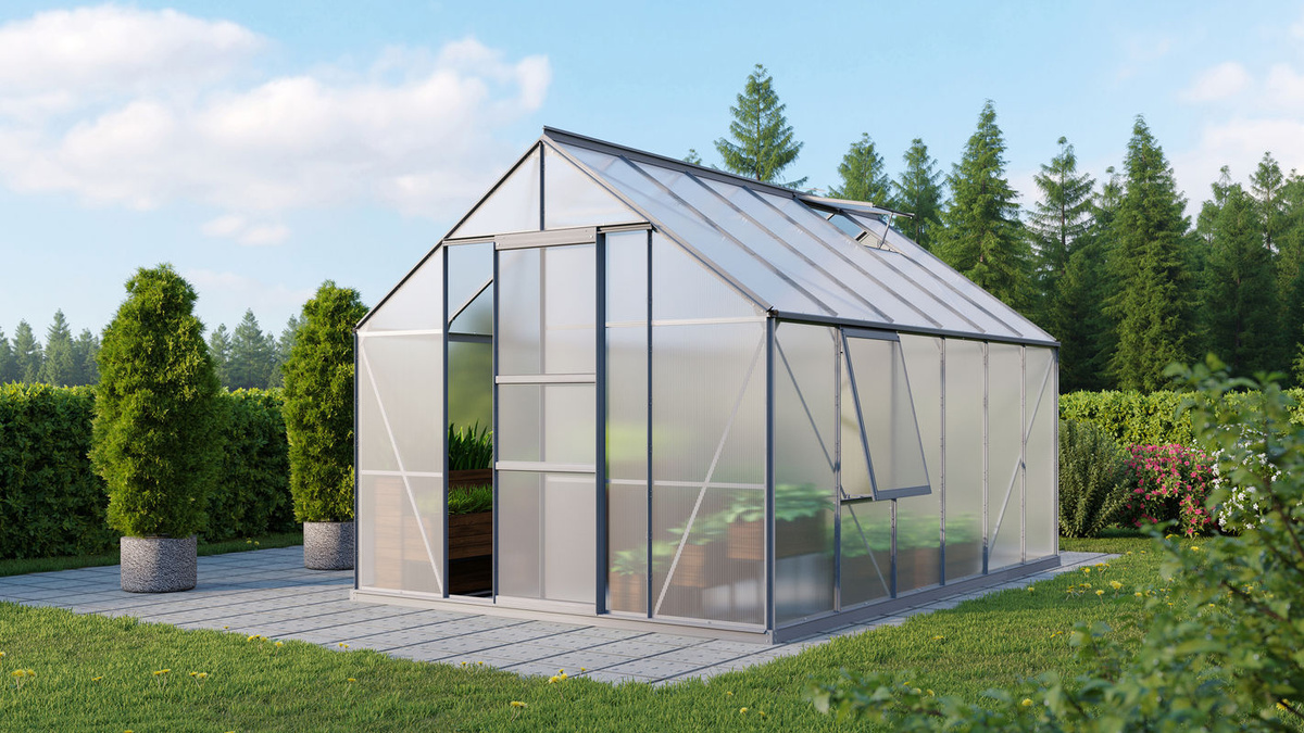 Vitavia Gewächshaus Meridian 9900 aus Aluminium in Silber mit 9,9 m² Fläche und Polycarbonat-Verglasung - Bild 3