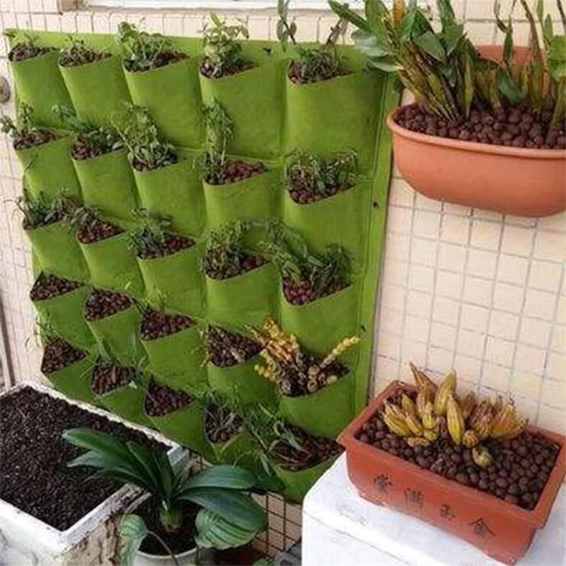 Wandhängende Pflanztaschen für vertikale Gärten in Schwarz und Grün - Bild 3