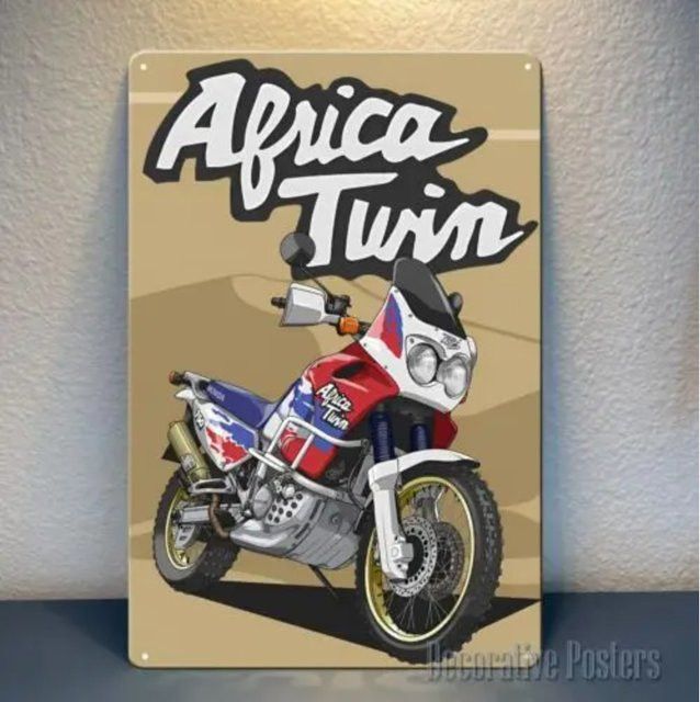 Potdemiel Metallposter Honda Africa Twin Wandschild Breite: 20 cm, Höhe: 30 cm - Bild 1