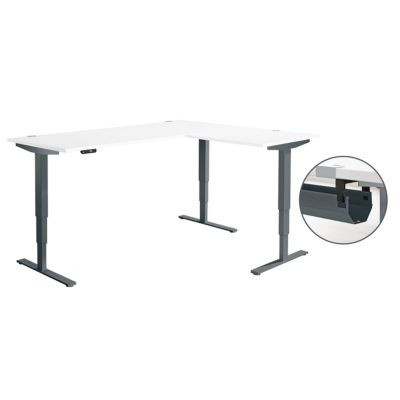 Schäfer Shop Genius Winkelschreibtisch AERO FLEX, elektrisch höhenverstellbarer Eckschreibtisch mit C-Fuß und Memorypanel, weiß/anthrazit, B: 200 cm, T: 160 cm, H: 128 cm - Bild 1
