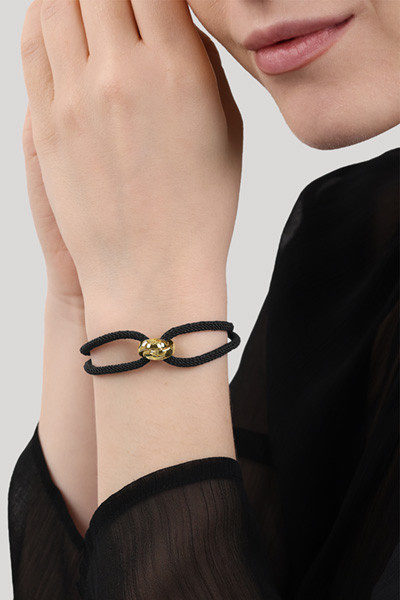 Joop! Armband mit Logo-Anhänger, Schwarz/Gold, Unisex - Bild 2