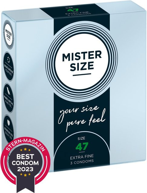 Mister Size Kondome, transparent, hauchdünn, feucht, 47 mm, Unisex - Bild 1