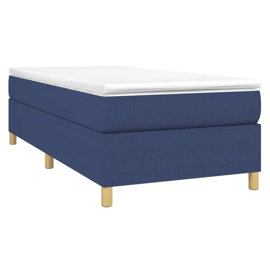 vidaXL Boxspringbett mit Matratze Blau, Hybridbett mit Taschenfederkern aus Stoff, B/T/H: 90 x 200 x 35 cm - Bild 2