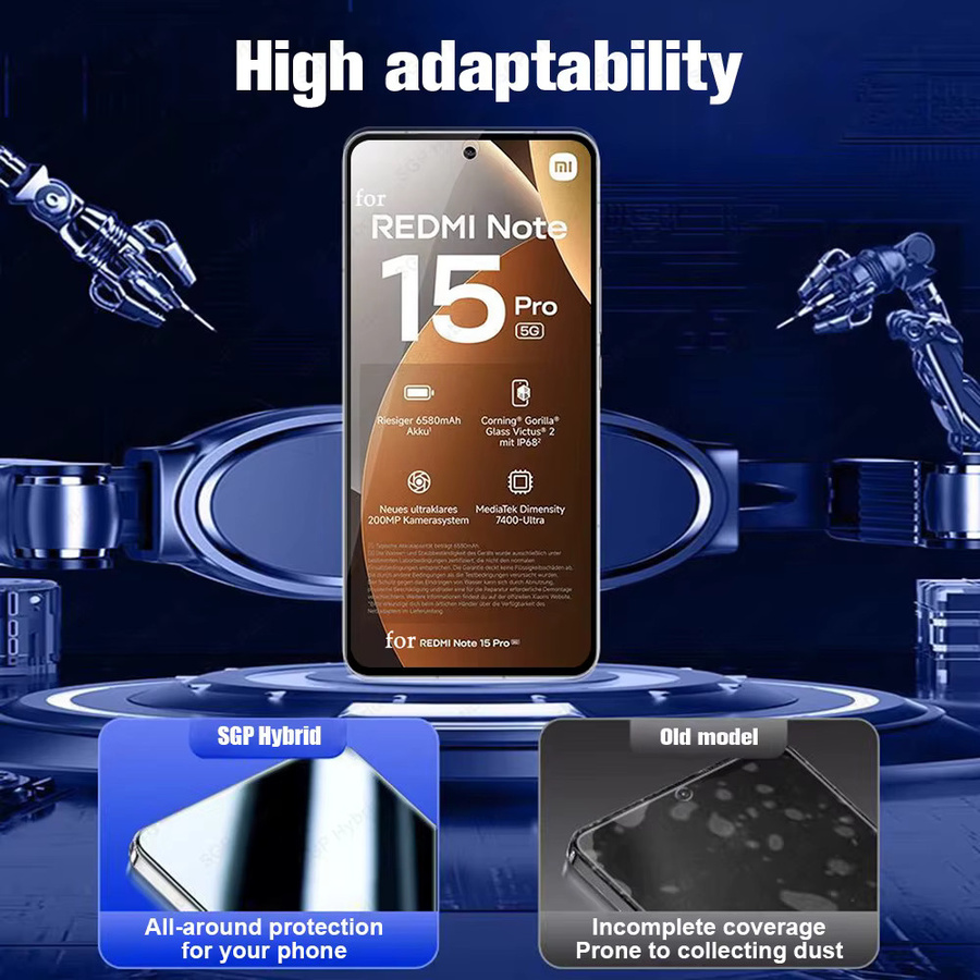 2er-Pack Xiaomi Redmi Note 15 Pro 5G Displayschutz aus gehärtetem Glas, transparent - Bild 4