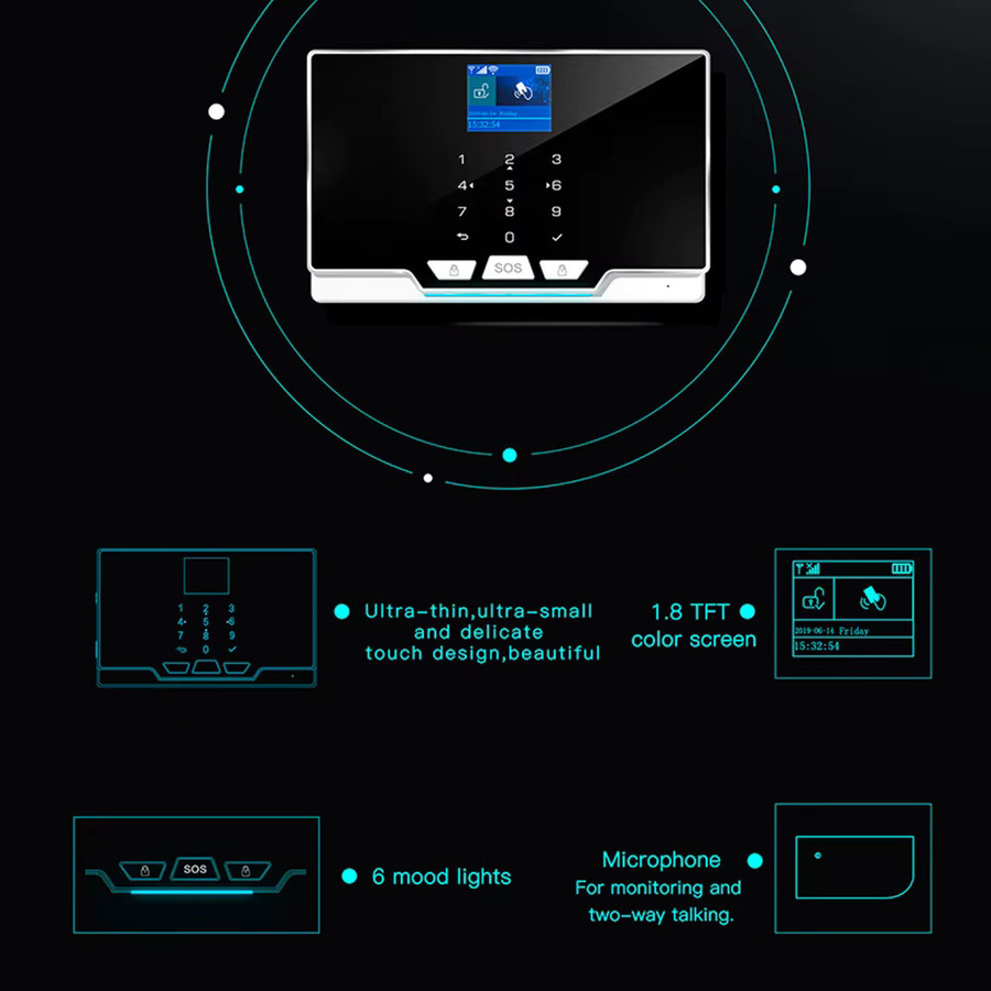 KERUI G20 WIFI GSM Alarm Panel Set mit Bewegungssensor und Türsensor in Weiß für Tuya Smart Life APP Steuerung - Bild 2