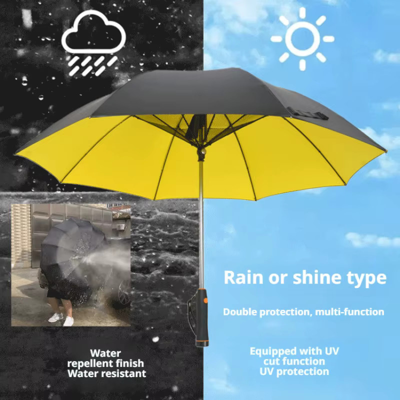 Outdoor Sonnenschirm mit integriertem Lüfter und UV-Schutz in Schwarz und Silber - Bild 2