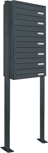 AL Briefkasten für 7 Parteien mit Zaundurchwurf, grau, B/H/T: 46,5 x 170 x 27,5 cm - Bild 1
